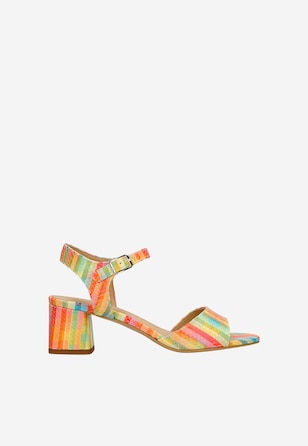 Kolorowe sandały na obcasie typu klocek