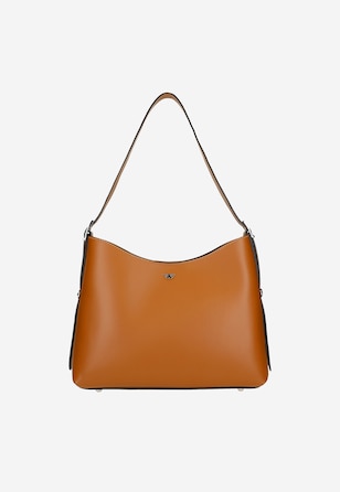 Velká dámská kožená kabelka v hnědé barvě