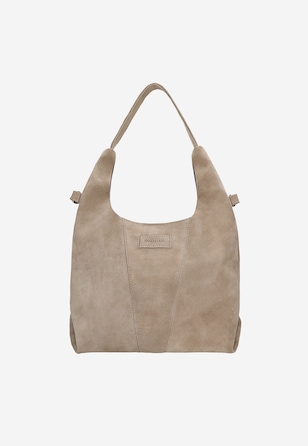 Beżowa torebka damska z dwoiny welurowej