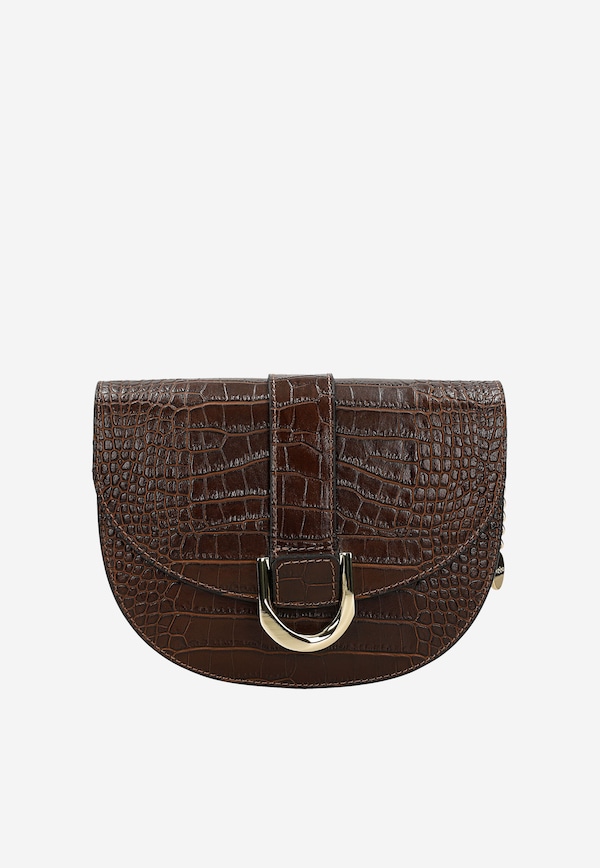 Ciemnobrązowa torebka damska z ozdobnym tłoczeniem