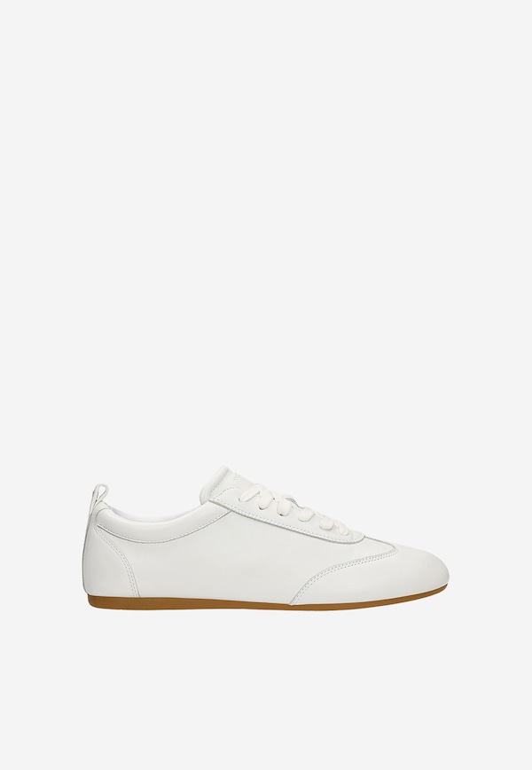 Białe sneakersy damskie ze skóry licowej