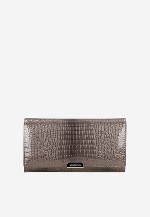 Velká béžová dámská peněženka z lakované kůže