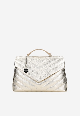 Geantă din piele naturală aurie damă