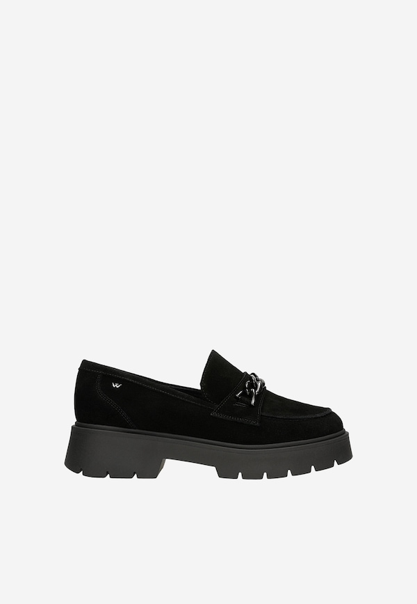 Mocasini  negri din piele cu decor metalic damă