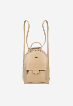 Beżowy plecak miejski ze skóry licowej