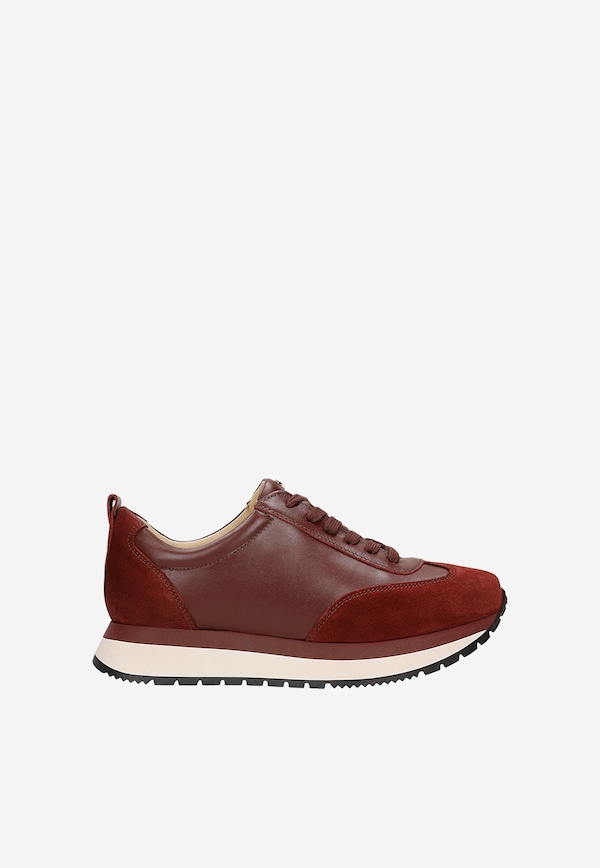 Bordowe sneakersy damskie na platoformie