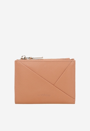 Mały skórzany portfel damski z geometrycznym szyciem