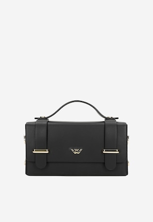 Mała czarna wizytowa torebka damska ze skóry