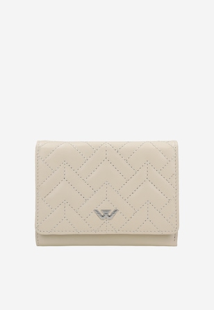 Béžová dámska prešívaná peňaženka z lícovej kože