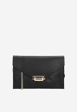 Czarna skórzana kopertówka damska