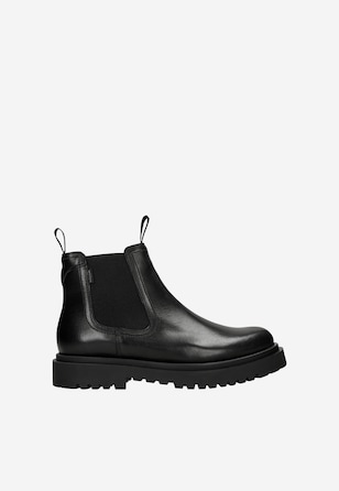 Czarne skórzane sztyblety męskie ze skóry licowej