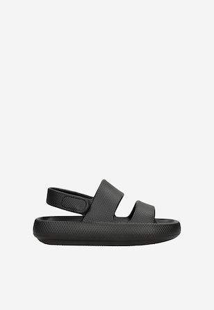 Czarne gumowe sandały RELAKS zapinane na rzep