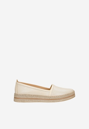 Beżowe ażurowe półbuty w stylu espadryli