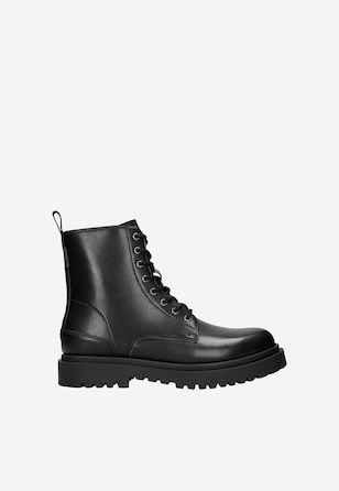 Czarne klasyczne bikery męskie na grubej podeszwie