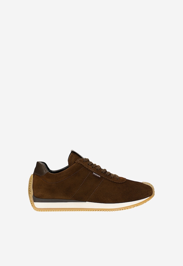 Brązowe sneakersy z dwoiny welurowej