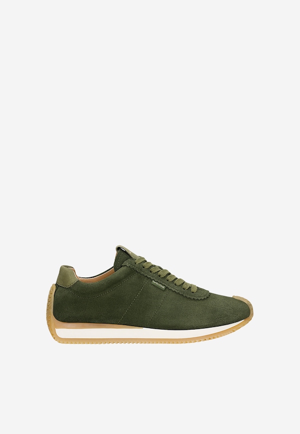Zielone sneakersy damskie z dwoiny welurowej