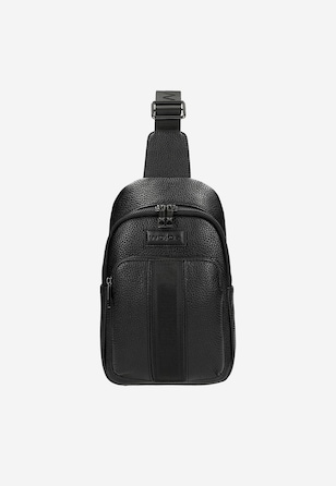 Czarna nerka męska ze skóry licowej