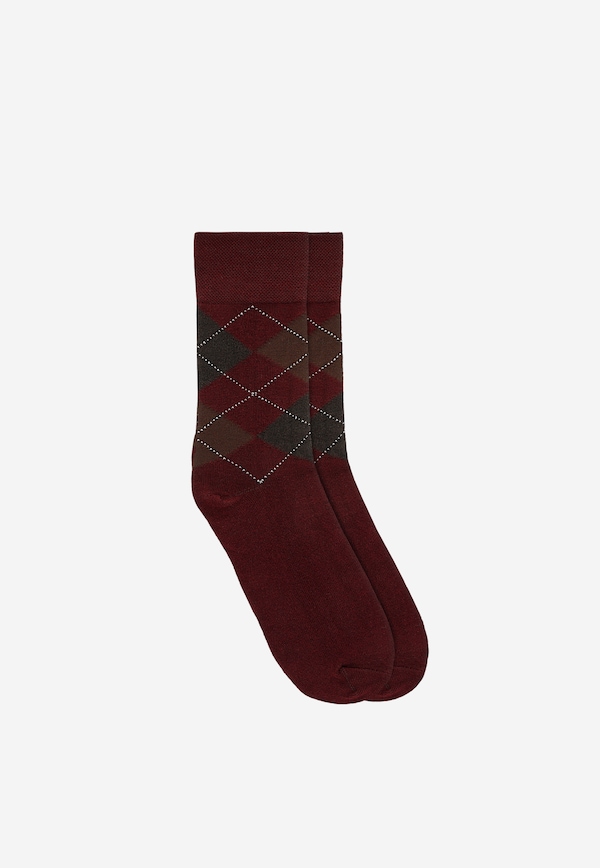 Eleganckie bordowe skarpety z klasycznym wzorem argyle