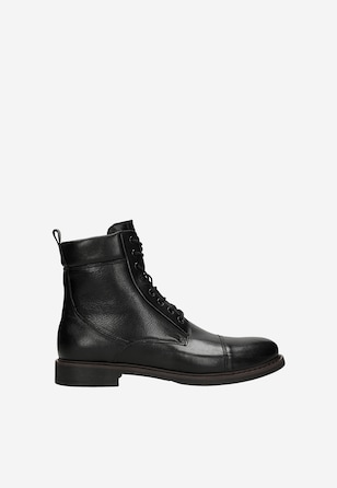 Černé kožené kotníkové boty pánské