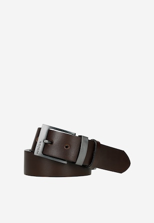 Ciemnobrązowy skórzany pasek męski
