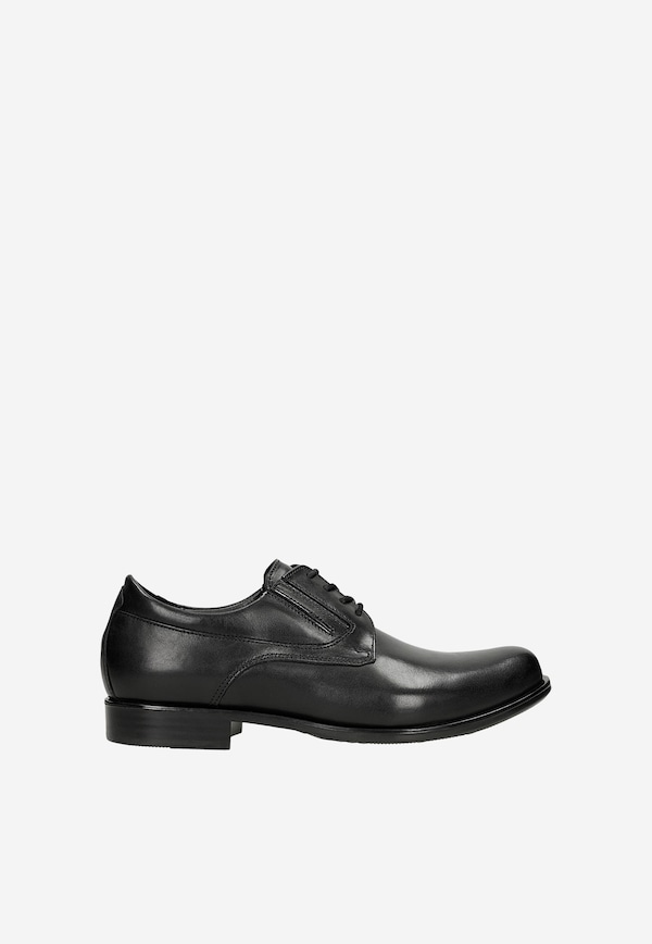 Eleganckie czarne półbuty mundurowe ze skóry pull up