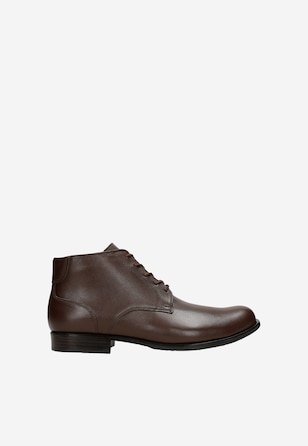 Brązowe galowe trzewiki mundurowe ze skóry licowej