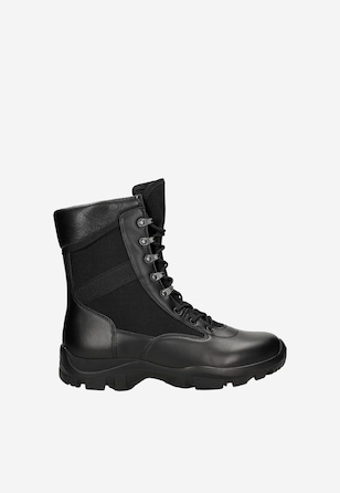 Czarne trzewiki specjalistyczne ponad kostkę ze skóry licowej