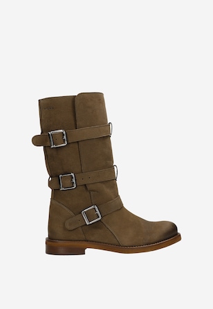 Hnědé dámské slip-on kotníkové boty z nubuku