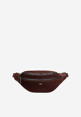 Bordová dámska kabelka z velúrovej dvoine a lícnej kože