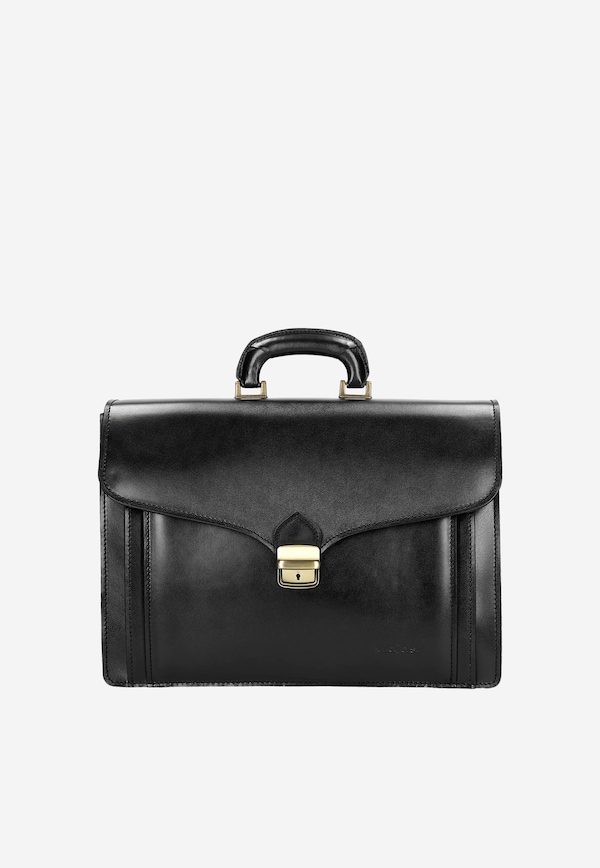 Czarna klasyczna teczka męska ze skóry licowej