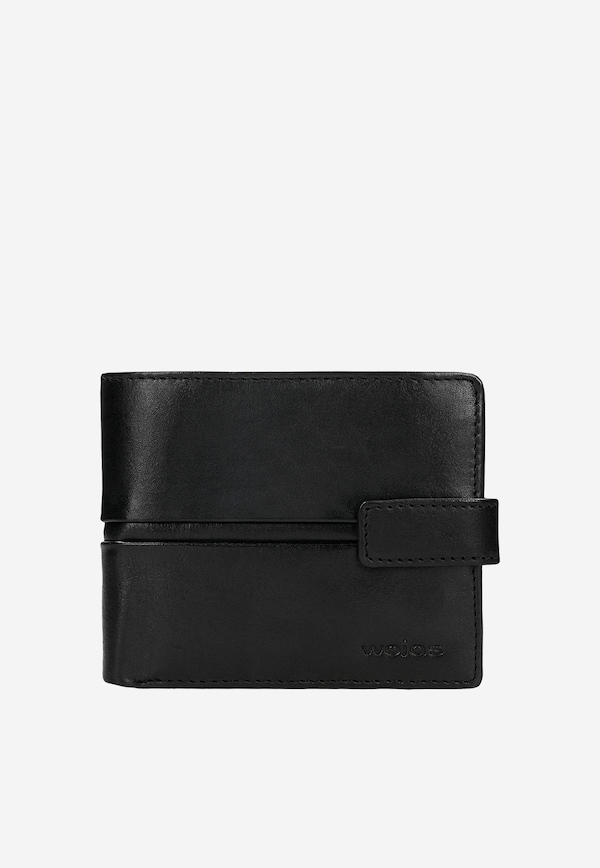 Czarny skórzany portfel męski z zapięciem na zatrzask