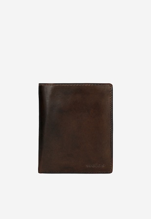 Ciemnobrązowy skórzany portfel męski