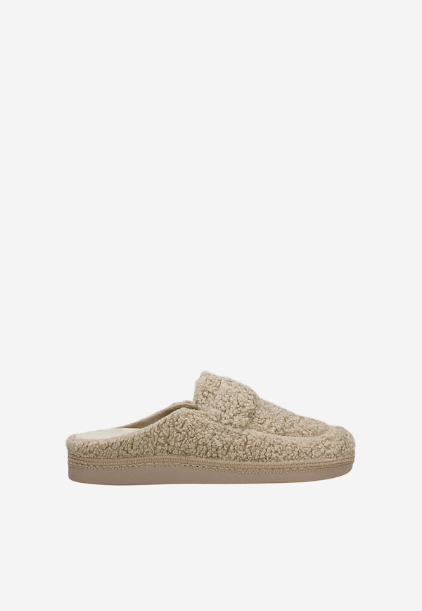 Brązowe puchate kapcie RELAKS