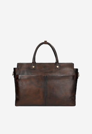 Brązowa skórzana torba męska w kolorze brązowym