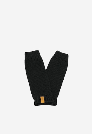 Czarne mitenki RELAKS z wełny merino i bawełny