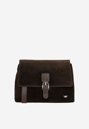 Czekoladowa torebka damska z łączonych skór