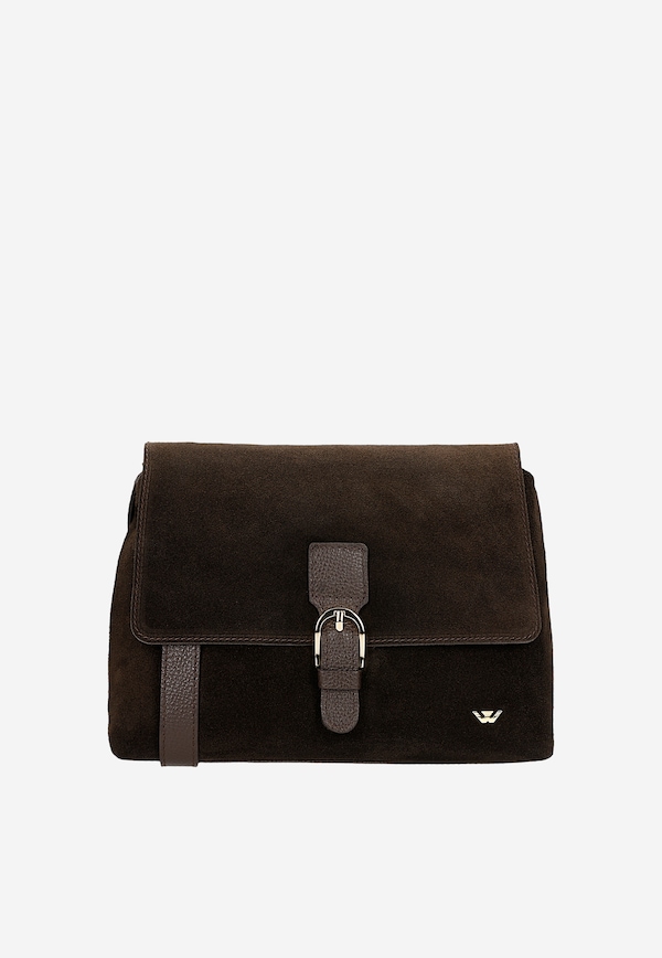 Czekoladowa torebka damska z łączonych skór