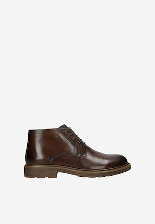 Hnedé pánske kotníkové topánky z lícovej kože