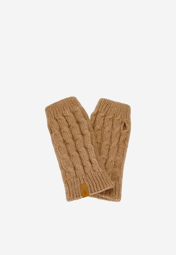 Světle hnědé rukavice bez prstů RELAKS s merino vlnou