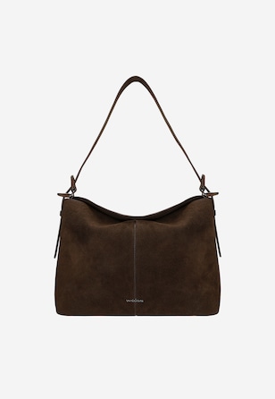 Hnedá čokoládová dámska kabelka z velúrovej štiepenky