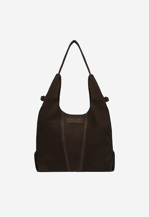 Duża czekoladowa torebka damska z dwoiny welurowej