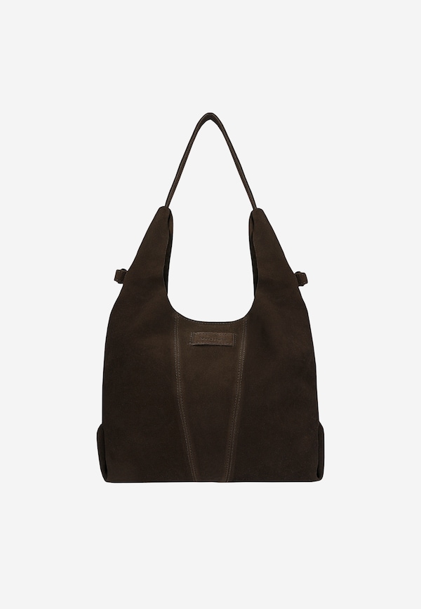 Duża czekoladowa torebka damska z dwoiny welurowej