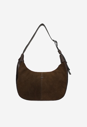 Duża czekoladowa torebka damska z łączonych skór