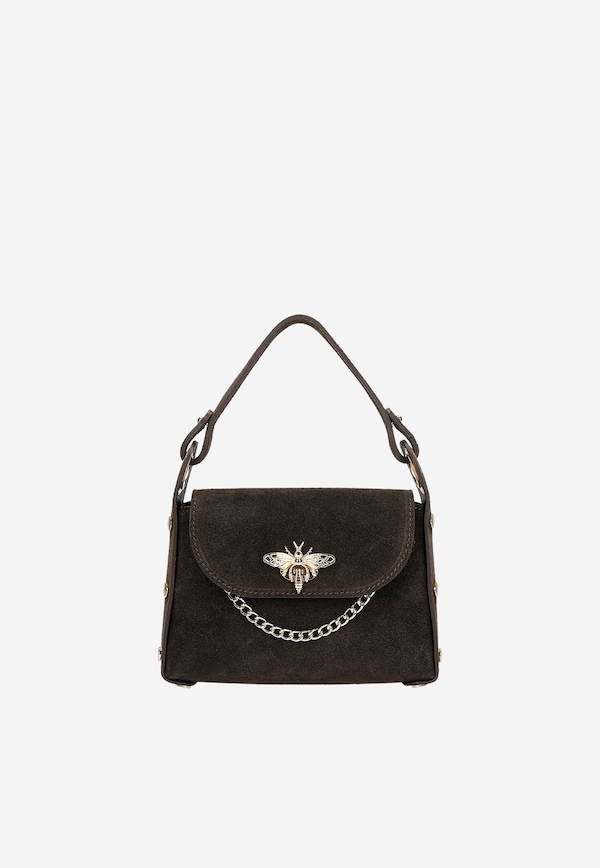 Brązowa wizytowa torebka z dwoiny welurowej