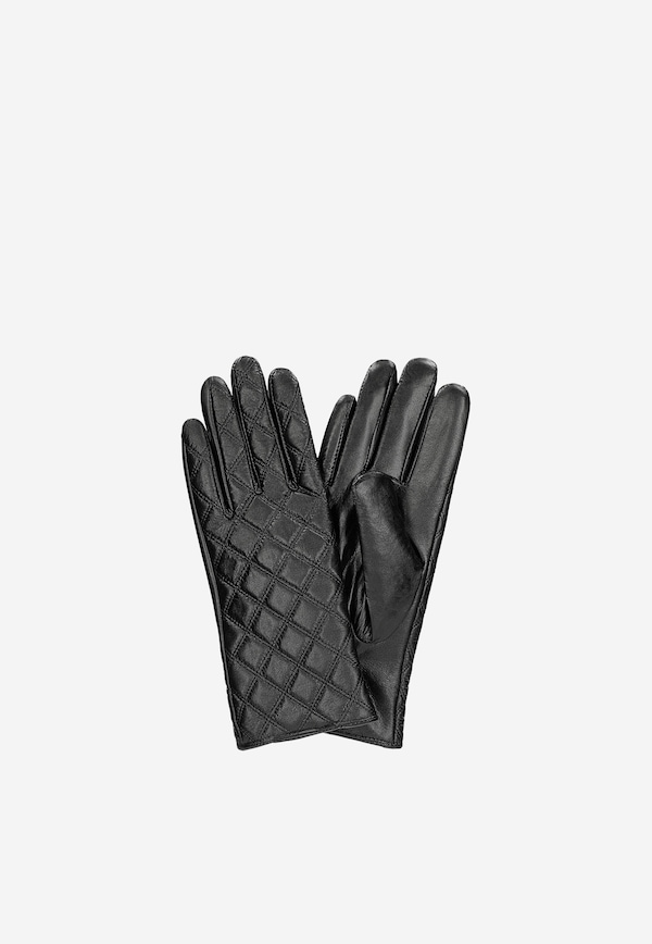 Mănuşi din piele negre matlasate
