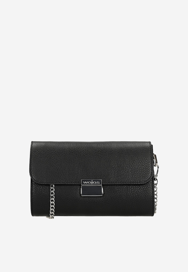 Černá kožená dámská psaníčko na řetízku