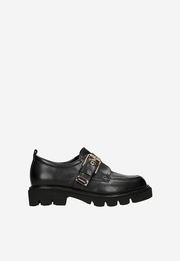 Černé dámské lordky se zlatou přezkou