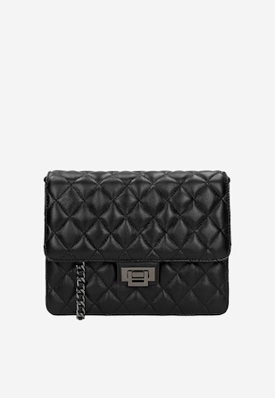 Czarna pikowana torebka wizytowa ze skóry