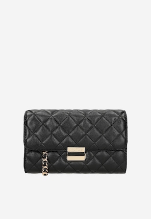 Czarna pikowana kopertówka ze skóry licowej