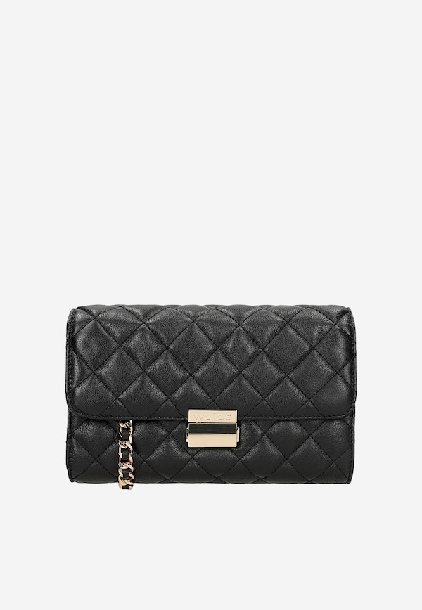 Czarna pikowana kopertówka ze skóry licowej